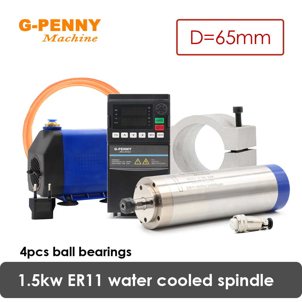 Water Cooled Spindle - G-PENNY 1.5KW ER11 65mm Zestaw Wrzeciona