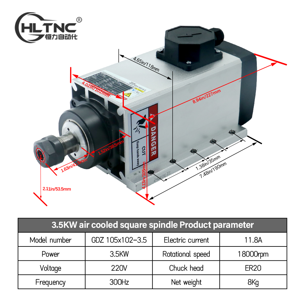 Wrzeciono 3.5KW ER20 220V z kw – Spindle Motor recenzja i cena