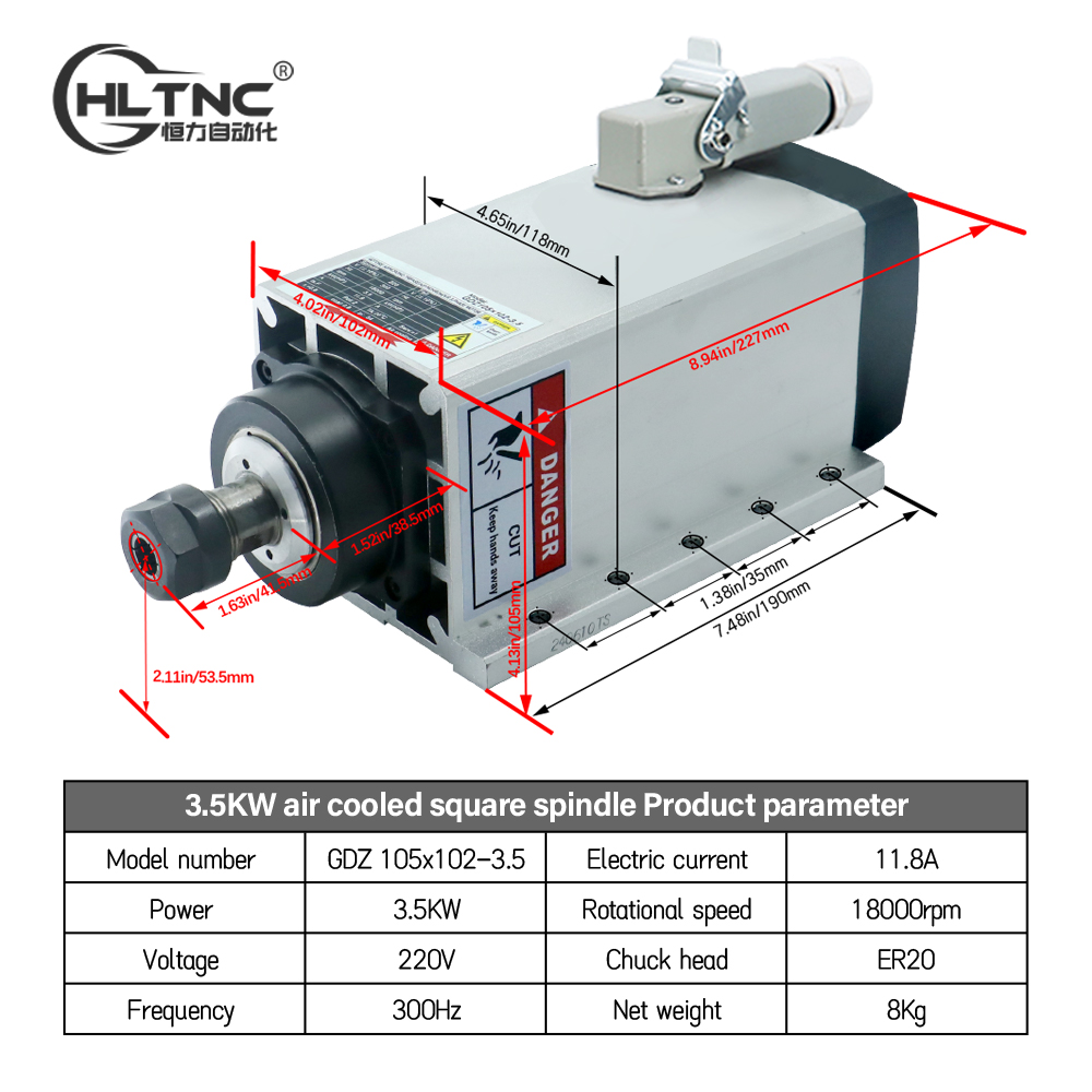 Wrzeciono 3.5KW ER20 220V z kw – Spindle Motor recenzja i cena